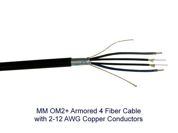 MM 4 Fiber, 2-12 AWG Armored Composite Cable
