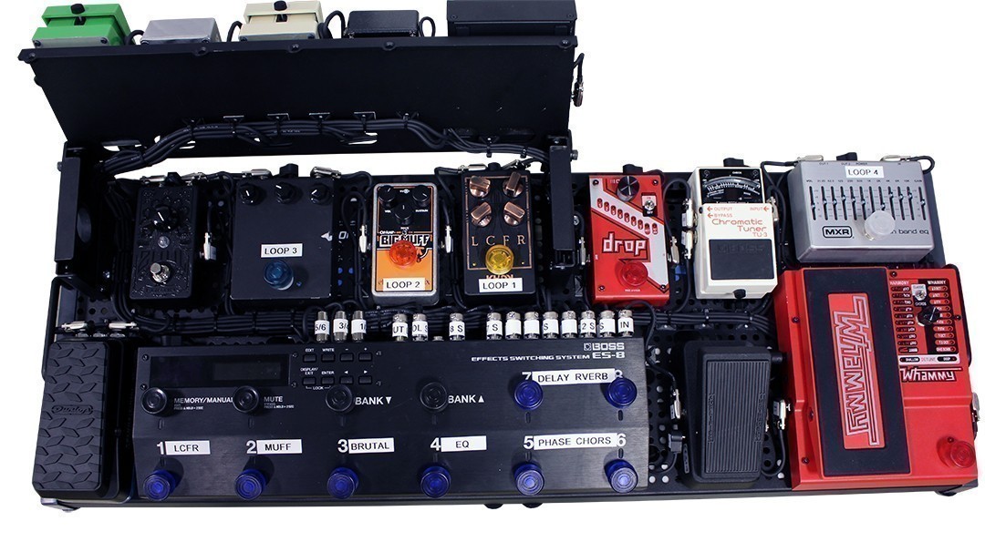 BTPA professionally wired pedalboard with second tier, second tier opened