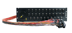 32 channel input split panel with XLR inputs, multipin output, and low profile XLR connectors