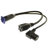 Panel PowerCON In to (1) R/A Female IEC and (1) Female Edison