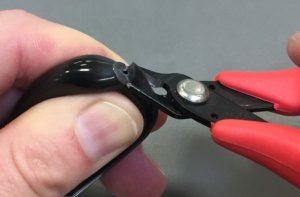 To make hole: Squeeze boot and cut twice with diagonal cutters