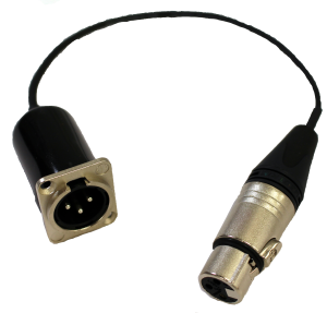 XLR Male panel connector to XLR Female cable tail
