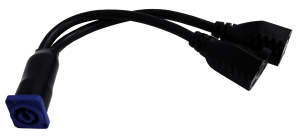 powerCON In to dual female edison (NEMA 5-15R) cable tail for panel connections