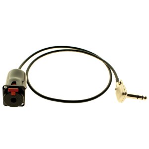 Locking Neutrik D-series panel connector to Square Plug SP550-S Flat Right Angle cable